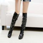 Lace-up Detail Patent Over-the-knee Boots