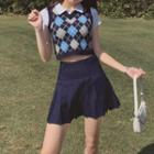 Color-block Argyle Knit Vest
