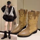 Pointy Paneled Short Boots