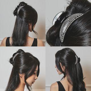 Rhinestone Crescent Hair Claw Black - One Size