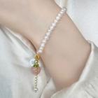 Peach Resin Freshwater Pearl Bracelet Pearl - White - One Size