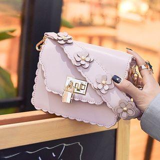 Scalloped-edge Faux-leather Shoulder Bag