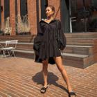 Balloon-sleeve Tiered Shirtdress