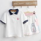 Short-sleeve Embroidered Polo Shirt / Shorts / Set