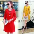 Layered Bell-sleeve Shift Dress