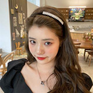 Rhinestone Face Wash Headband Black - One Size