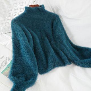 Furry Mock-neck Sweater