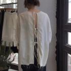 Tie Back Long-sleeve T-shirt White - One Size