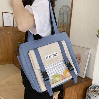 Transparent Panel Two-tone Tote Bag
