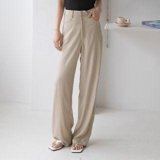 Textured Cotton Wide-leg Pants