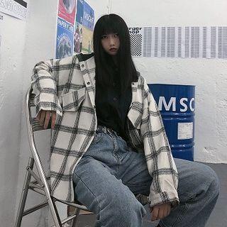 Plaid Loose-fit Long-sleeve Jacket