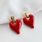 Heart Alloy Dangle Earring 1 Pair - Clip On Earring - Red - One Size