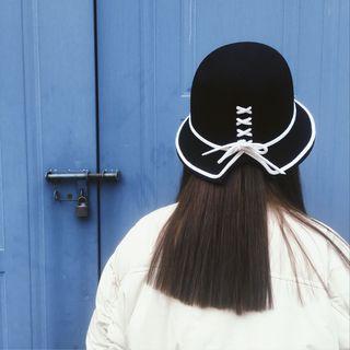Color-block Lace-up Bucket Hat As Figure - M=56-58cm