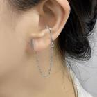 Bar Stud Earring With Ear Cuff 1 Pc - Silver - One Size