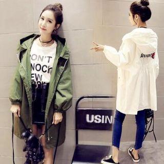 Lettering Zip Trench Jacket