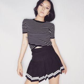 Lightweight Striped Cropped Knit Top