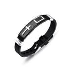 Fashion Classic Cross Black Geometric Rectangular 316l Stainless Steel Silicone Bracelet Black - One Size