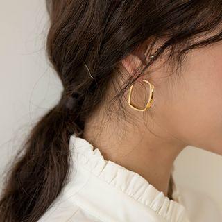 Alloy Square Hoop Earring Gold - One Size