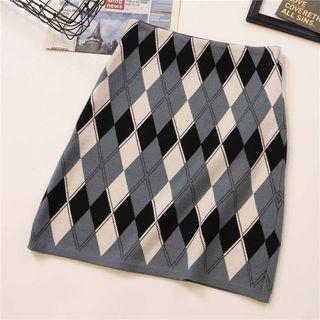 Argyle Print A-line Knit Skirt