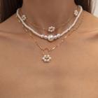 Faux Pearl Choker + Faux Pearl Layered Pendant Necklace