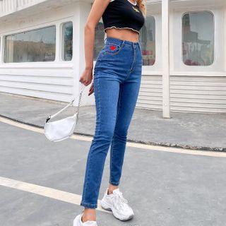High Waist Straight Leg Skinny Jeans