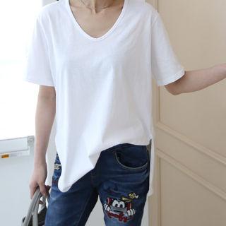 U-neck Short-sleeve Cotton T-shirt