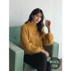 Patterned Rib-knit Wool Blend Sweater