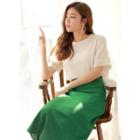 Crochet-trim Slit-side Textured Top