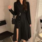 Belted One-button Midi A-line Blazer Dress