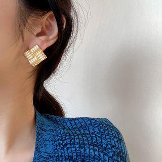 Square Ear Stud 1 Pair - Earrings - Gold - One Size