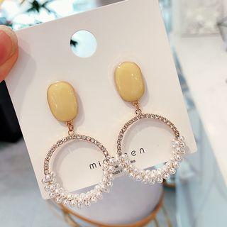 Faux Pearl Hoop Dangle Earring 1 Pair - Yellow - One Size