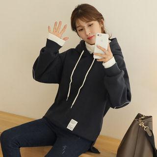 Mock-neck Layered Napped Hoodie