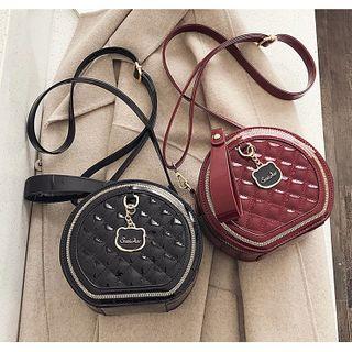 Patent Quilted Round Crossbody Bag