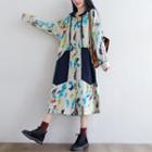 Printed Hooded Long Jacket Off-white - One Size