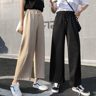 High Waist Wide Leg Jersey Pants