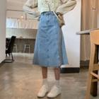 High-waist Denim A-line Dress
