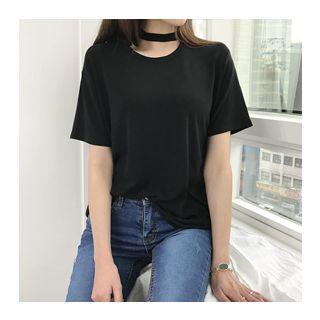 Inset Choker Short-sleeve T-shirt