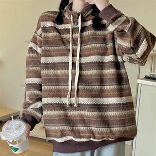Striped Hoodie Hoodie - Brown & Beige - One Size