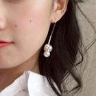 Faux Pearl Fringed Dangle Earring Grayish White - One Size