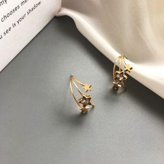 Rhinestone Star Alloy Earring 1 Pair - S925star Earring - One Size