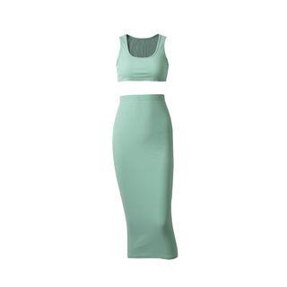 Set: Cropped Tank Top + High Waist Midi Pencil Skirt