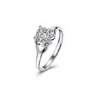 925 Sterling Silver Simple Fashion Flower Adjustable Ring With Cubic Zircon Silver - One Size