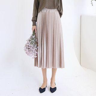 Accordion-pleats Velvet Skirt