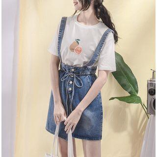 Drawstring Denim Suspender Dress