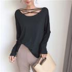 Long-sleeve Strappy Neck T-shirt