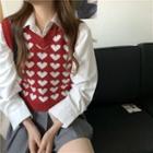 V-neck Heart Knit Vest