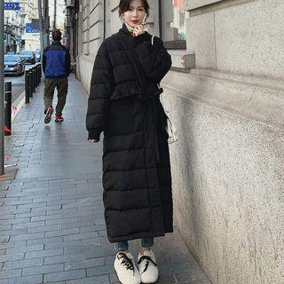 Tie-waist Padded Maxi Coat