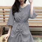 V-neck Open Back 3/4-sleeve Dress