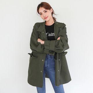 Plus Size Cotton Long Military Jacket