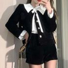 Contrast Trim Button-up Cropped Jacket